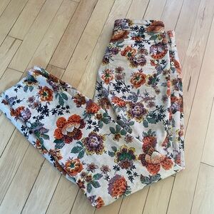Anthropologie PILCRO Floral-Trim Cream Jeans